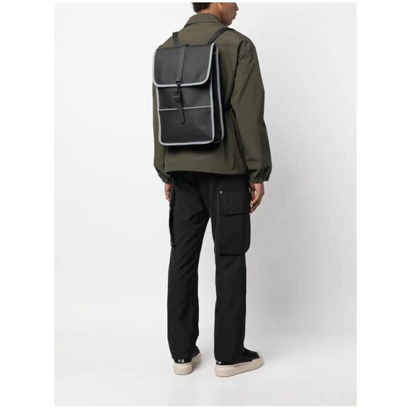 Rains Backpack Reflective Black Reflective 14090 Waterproof New With Tags - Picture 3 of 15